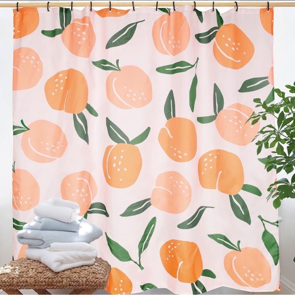 Peach and Green Shower Curtain